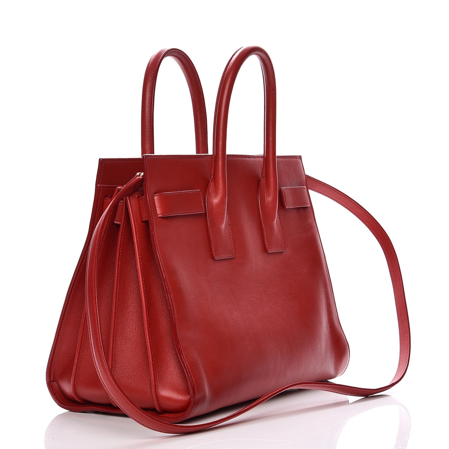 Saint Laurent Grained Calfskin Small Sac De Jour Lipstick Red 4 of 12