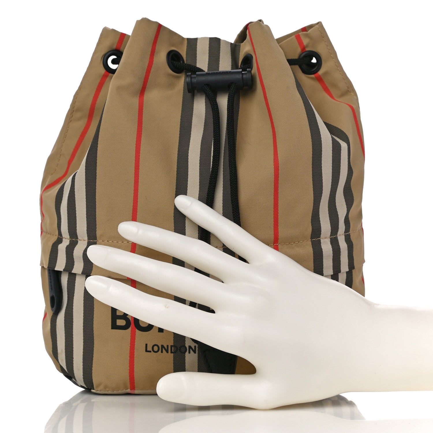 Burberry Econyl Icon Stripe Phoebe Drawcord Pouch Archive Beige 2 of 9