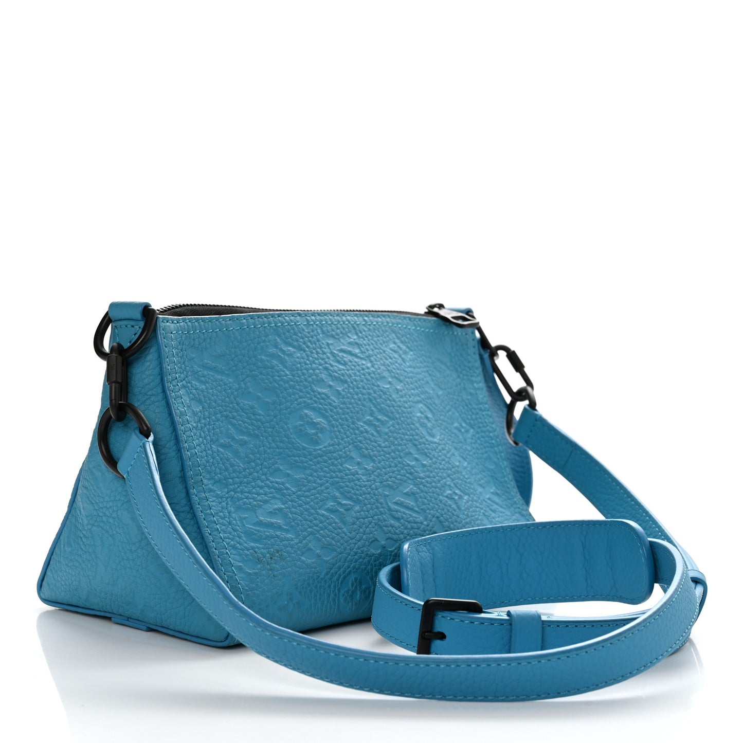 Taurillon Monogram Triangle Messenger Turquoise