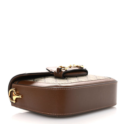 Gucci GG Supreme Monogram Web Mini Horsebit 1955 Shoulder Bag Beige Brown Sugar 4 of 13