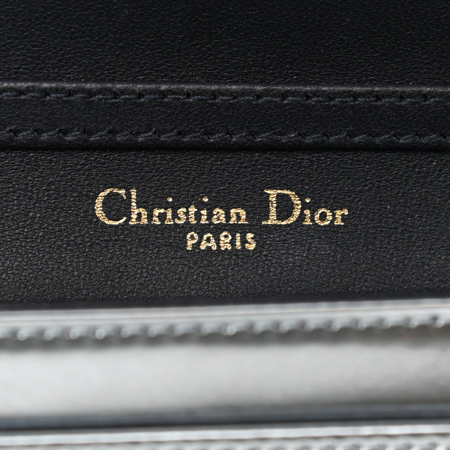 Christian Dior Metallic Patent Micro-Cannage Diorama Wallet on Chain Pouch Silver 6 of 10