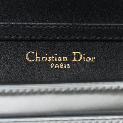 Christian Dior Metallic Patent Micro-Cannage Diorama Wallet on Chain Pouch Silver 6 of 10