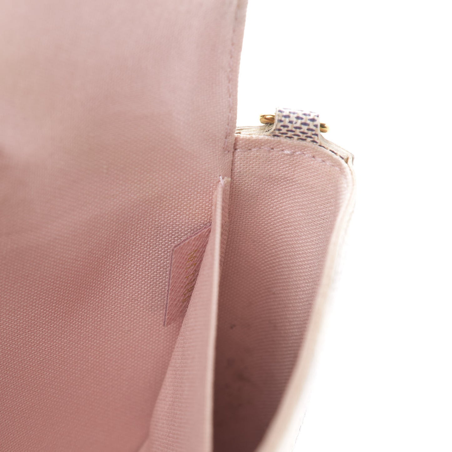 Damier Azur Pochette Felicie Chain Wallet Rose Ballerine