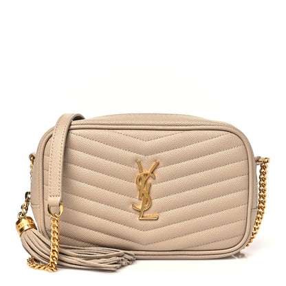 Saint Laurent Grain De Poudre Matelasse Monogram Mini Lou Camera Bag Dark Beige 1 of 11