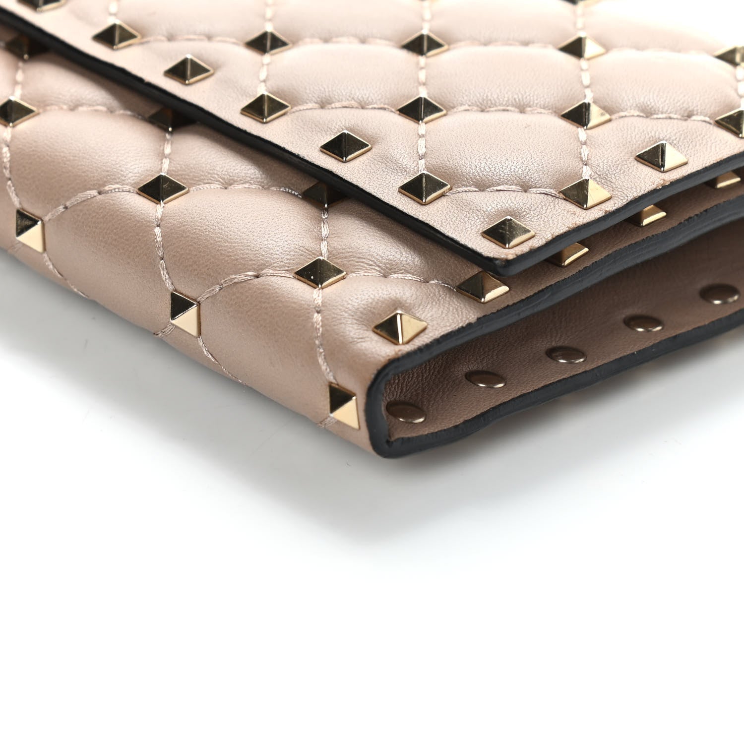 Valentino Garavani Nappa Rockstud Spike Flap Wallet on Chain Poudre 5 of 10