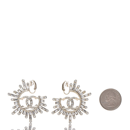 Chanel Crystal Baguette CC Clip On Earrings Light Gold 2 of 4