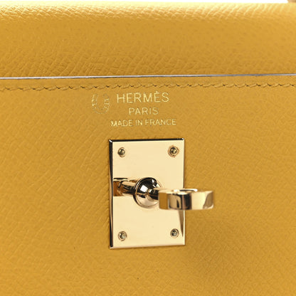 Hermes Epsom Bi-Color Horseshoe Kelly Sellier 25 Jaune Ambre Craie 6 of 11