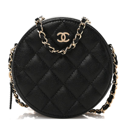 Chanel Caviar Quilted Round Clutch With Chain Black 1 of 10