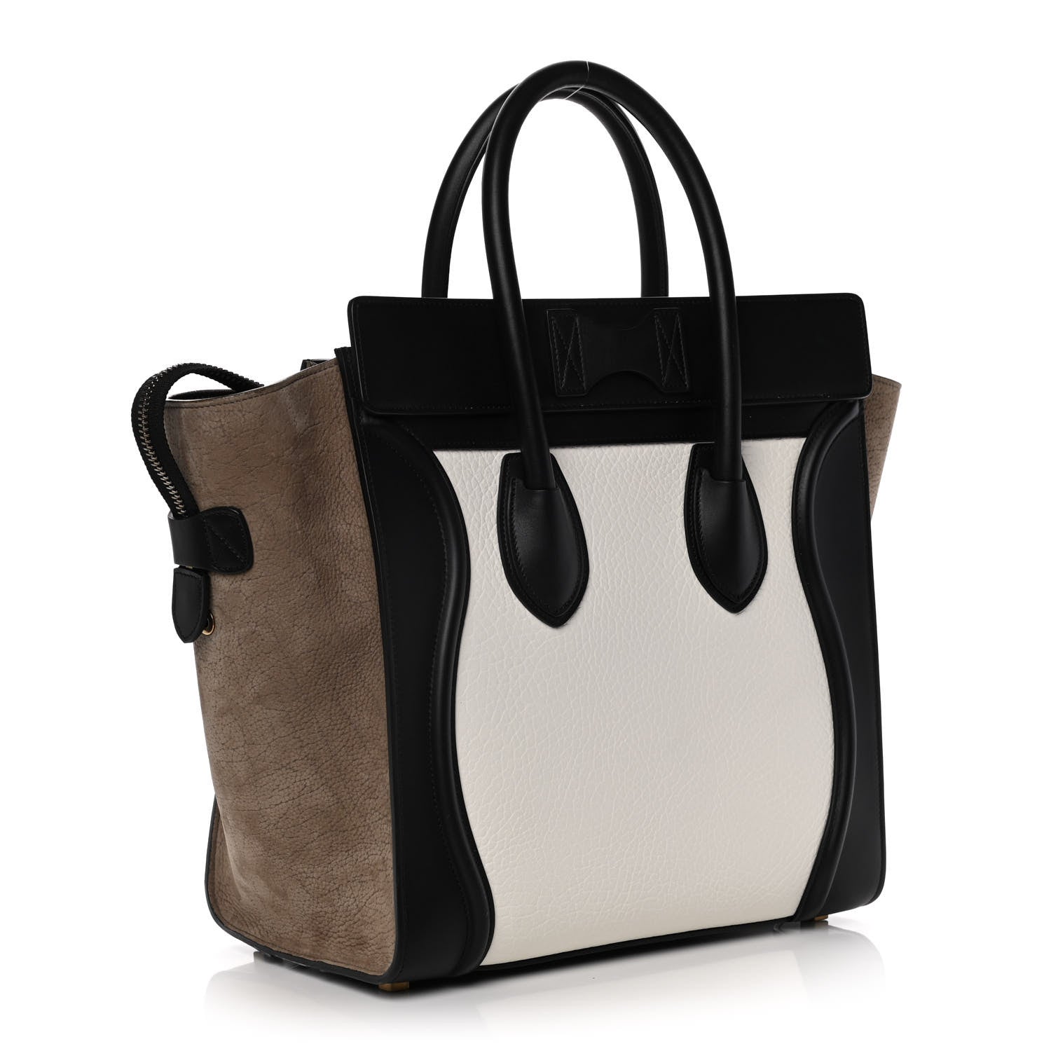 Celine Bullhide Calfskin Grained Nubuck Mini Tri-Color Luggage Khaki 4 of 23