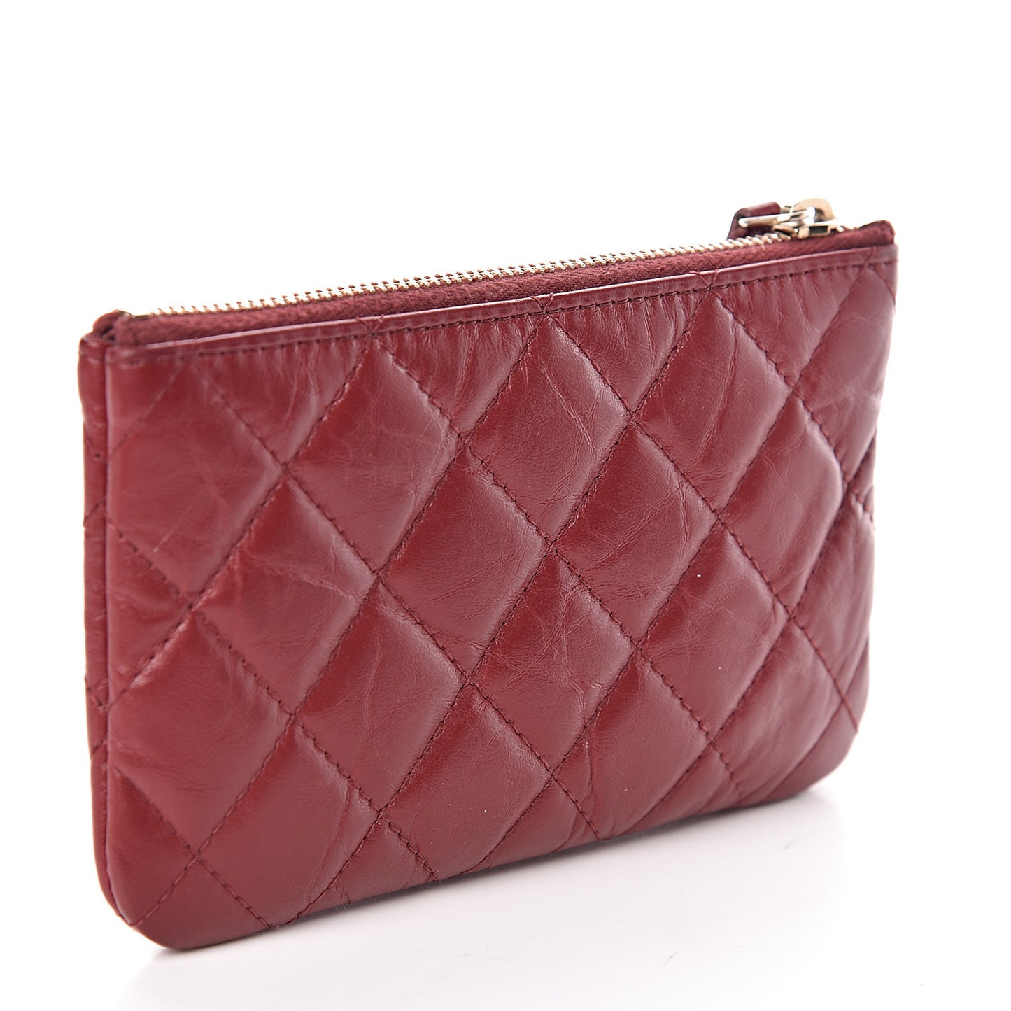 Aged Calfskin Quilted Small Reissue Cosmetic Case Burdundy