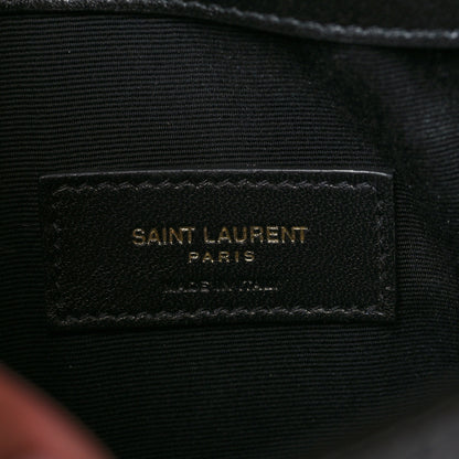 Saint Laurent Calfskin Crocodile Embossed Uptown Monogram Clutch Black 6 of 8