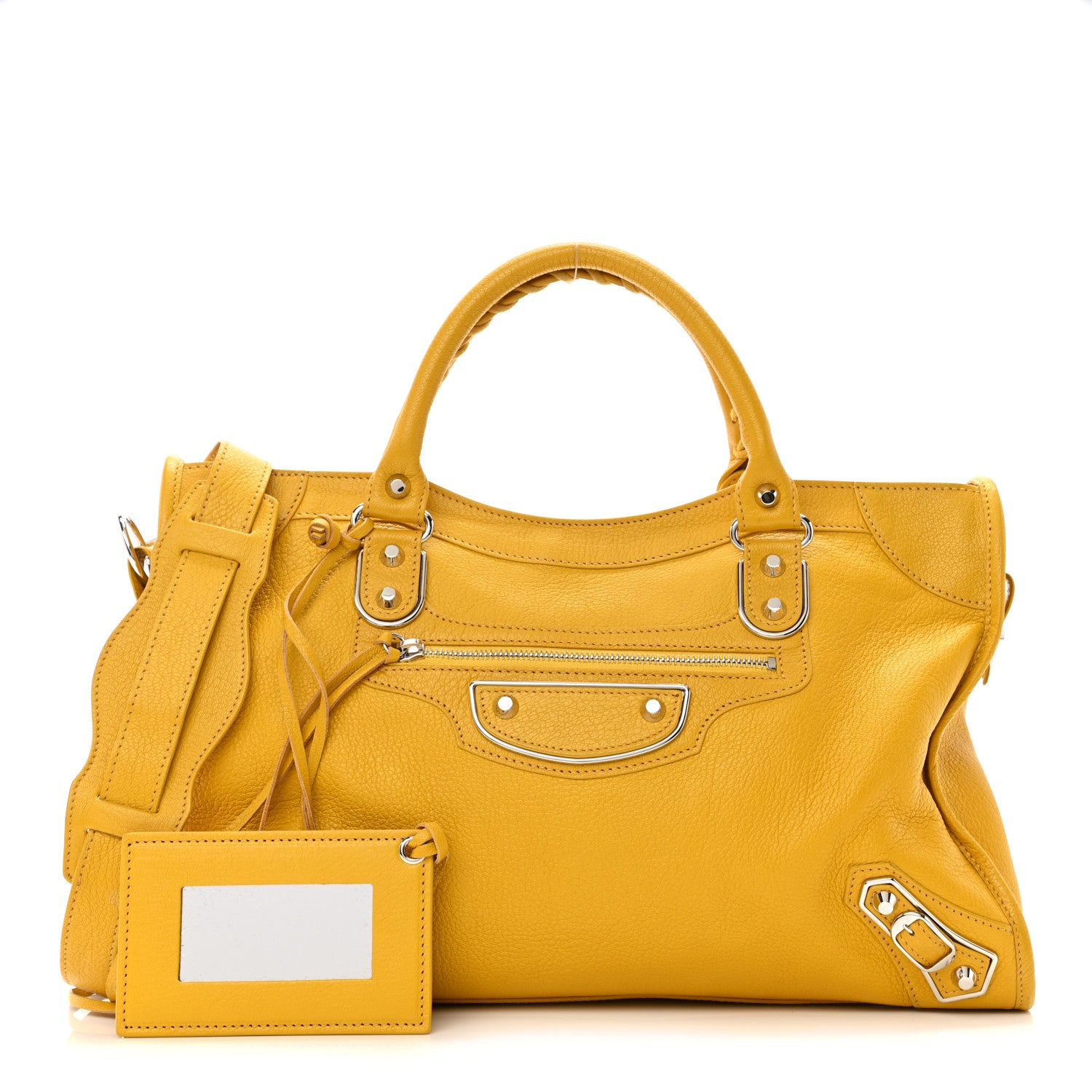 Balenciaga Chevre Silver Metallic Edge Hardware City Jaune Epi 1 of 10