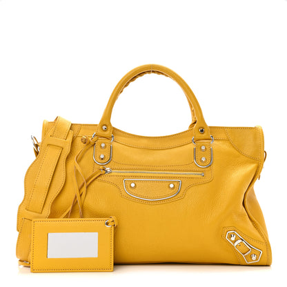 Balenciaga Chevre Silver Metallic Edge Hardware City Jaune Epi 1 of 10
