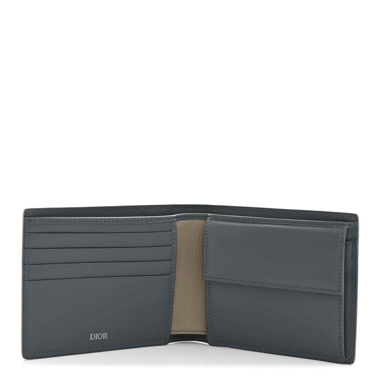 Calfskin Saddle Bifold Wallet Beige Blue