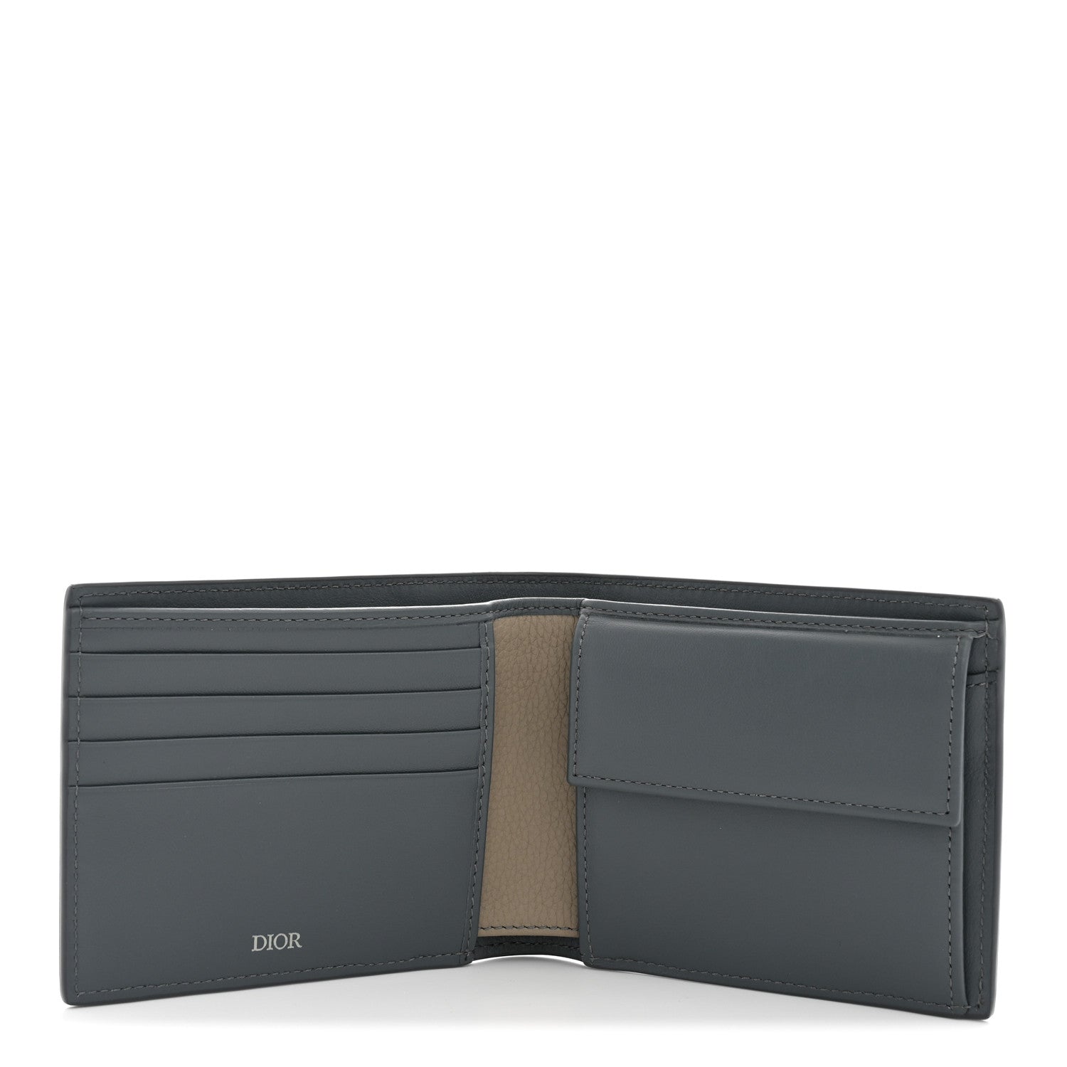 Christian Dior Calfskin Saddle Bifold Wallet Beige Blue 5 of 6