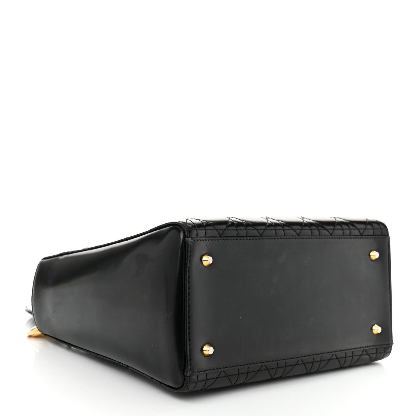 Glazed Calfskin Cannage Medium Lady Dior Black