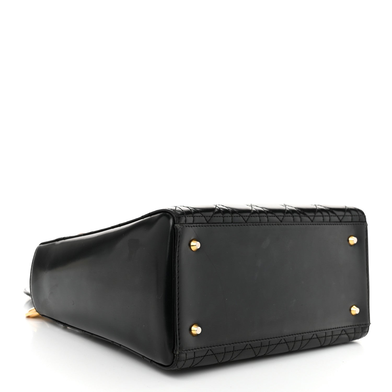 Christian Dior Glazed Calfskin Cannage Medium Lady Dior Black 4 of 12