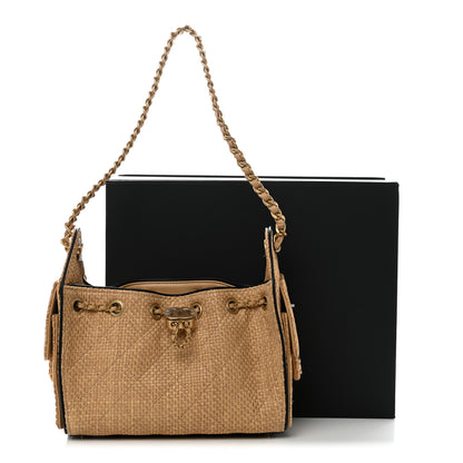 Chanel Braided Raffia Calfskin Quilted Mini Chanel 25 Handbag Beige Black 31 of 31