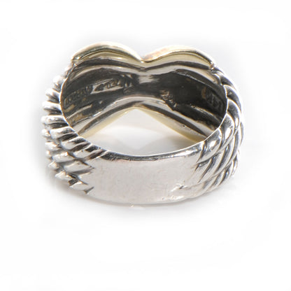 David Yurman Sterling Silver 14k Yellow Gold X Crossover Ring 6.5 3 of 7