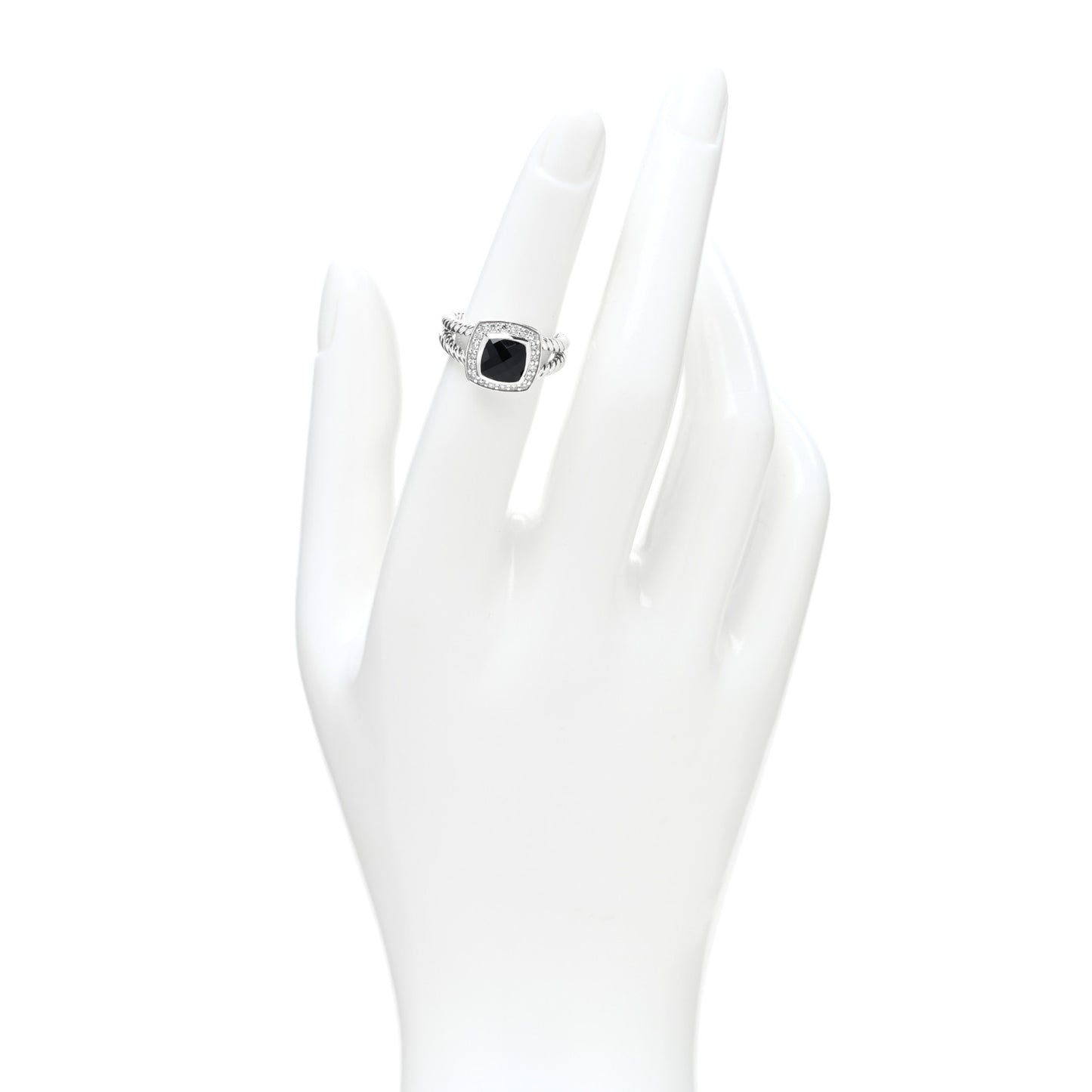 Sterling Silver Diamond Black Onyx 7mm Petite Albion Ring 49 5