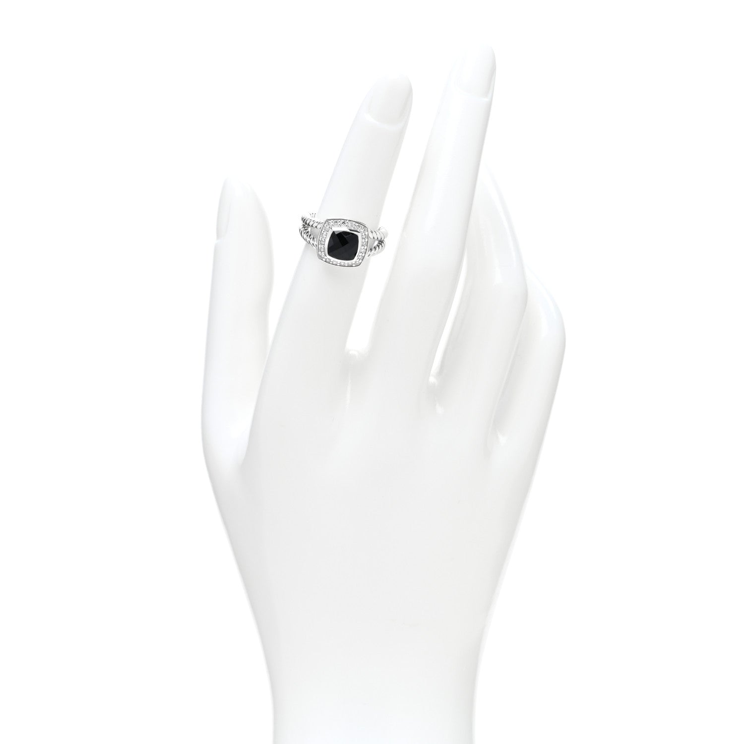 David Yurman Sterling Silver Diamond Black Onyx 7mm Petite Albion Ring 49 5 2 of 5
