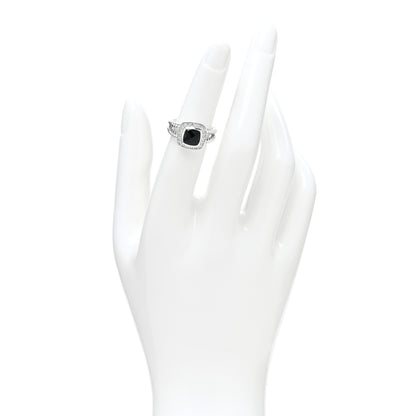 David Yurman Sterling Silver Diamond Black Onyx 7mm Petite Albion Ring 49 5 2 of 5