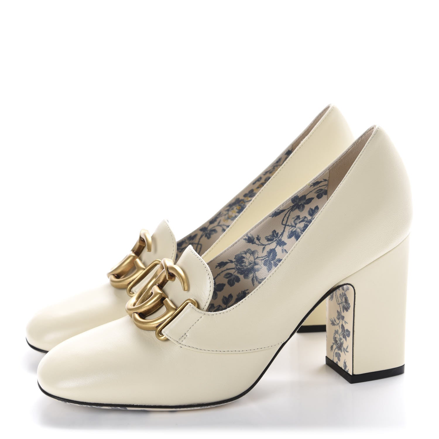 Gucci Malaga Kid GG Victoire 95mm Loafer Pumps 38.5 Vintage White 3 of 10