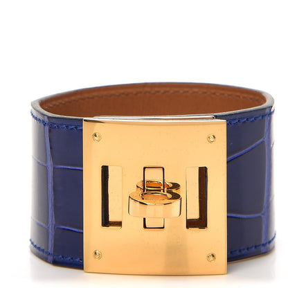 Hermes Shiny Alligator Kelly Dog Cuff Bleu Electrique 1 of 5