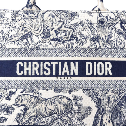 Christian Dior Canvas Embroidered Medium Dioriviera Toile De Jouy Book Tote Blue 10 of 11