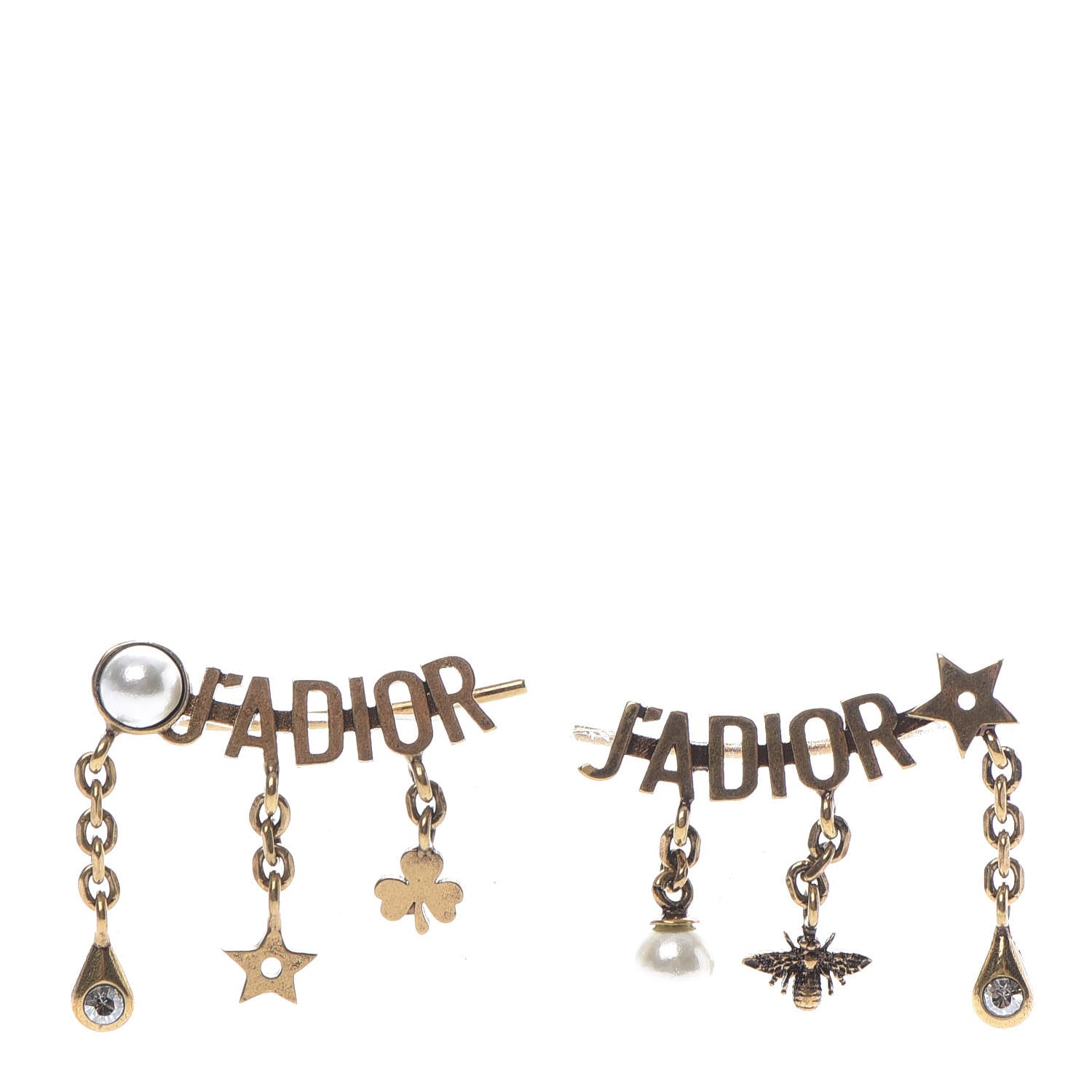 Christian Dior Pearl Crystal J'Adior Earrings Aged Gold 1 of 4