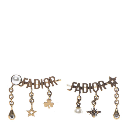 Christian Dior Pearl Crystal J'Adior Earrings Aged Gold 1 of 4