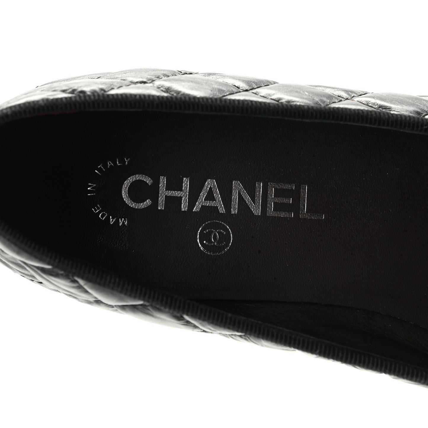 Aged Calfskin Quilted CC Cap Toe Ballerina Flats 39.5 Black