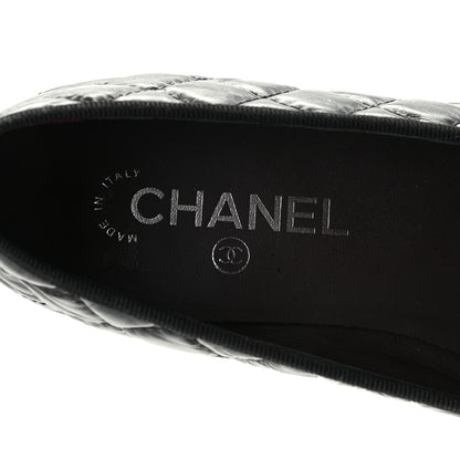 Chanel Aged Calfskin Quilted CC Cap Toe Ballerina Flats 39.5 Black 7 of 13