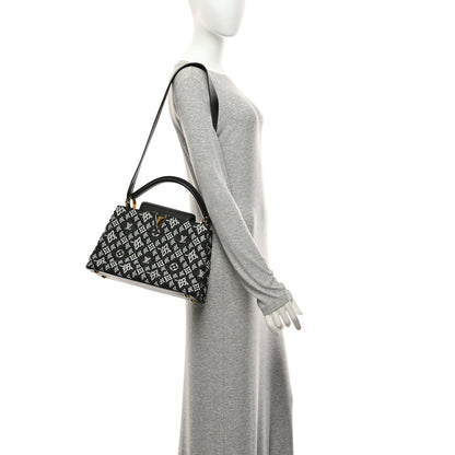 Louis Vuitton Calfskin Since 1854 Embroidered Capucines PM Black 2 of 10