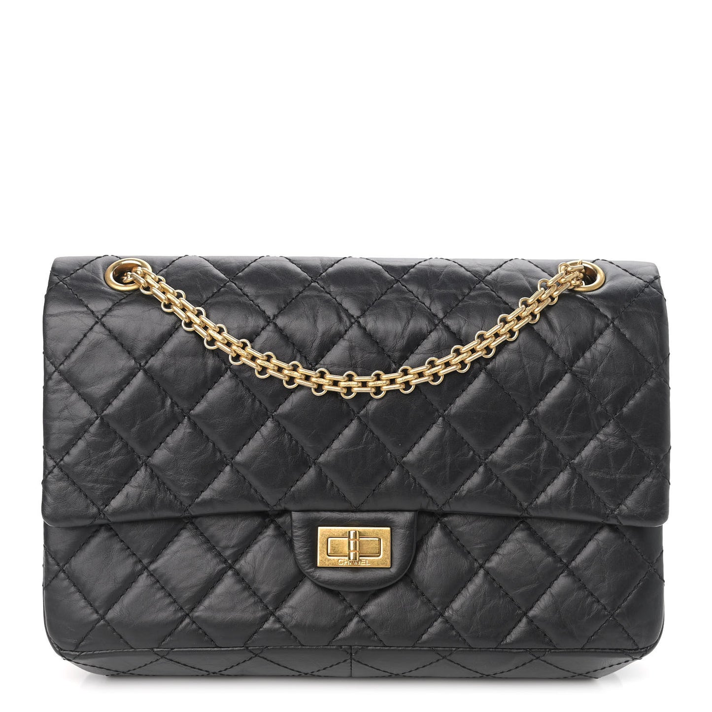 Aged Calfskin Quilted 2.55 Reissue 226 Flap Black