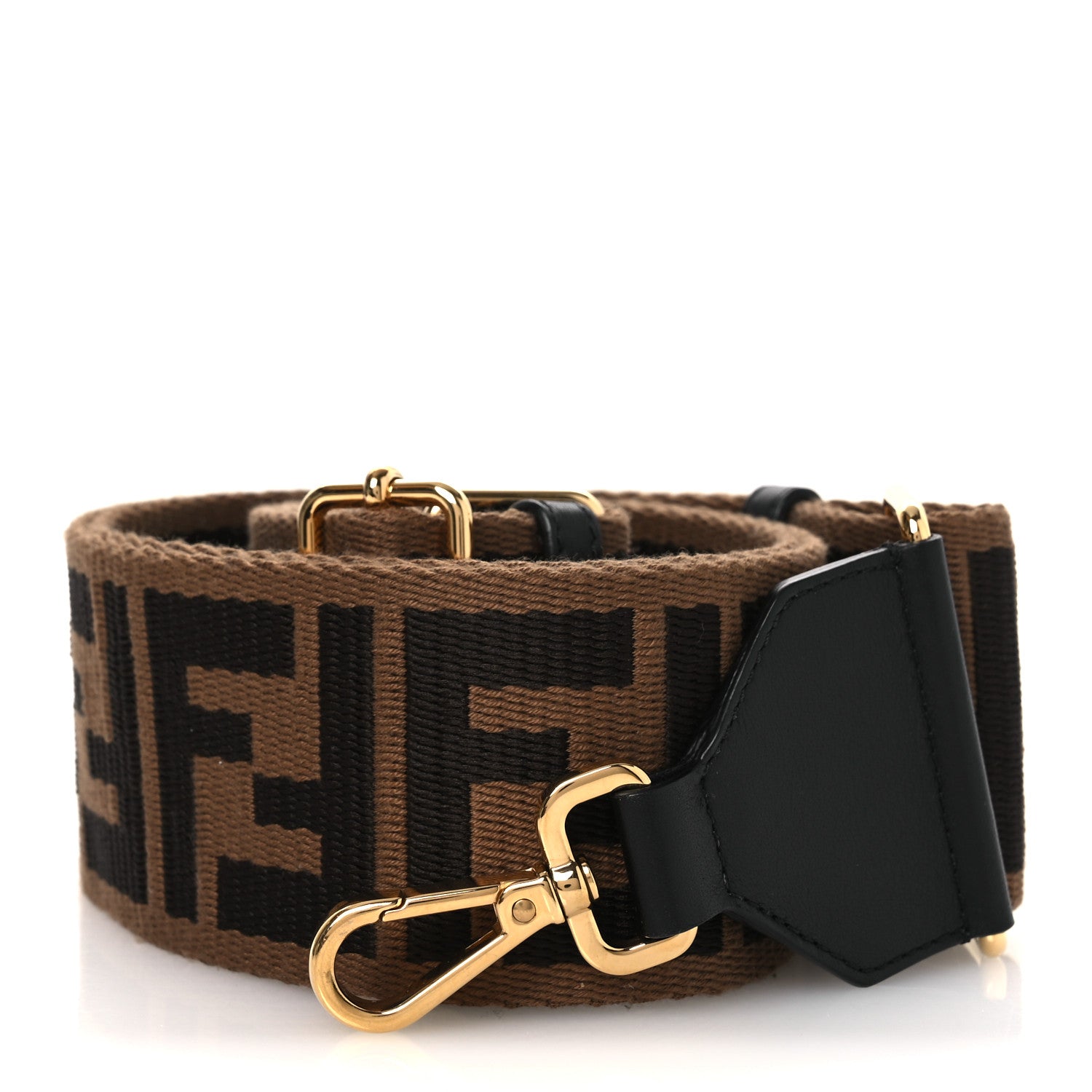 Fendi Ribbon Vitello Century FF 1974 Strap You Marrone Black 1 of 5