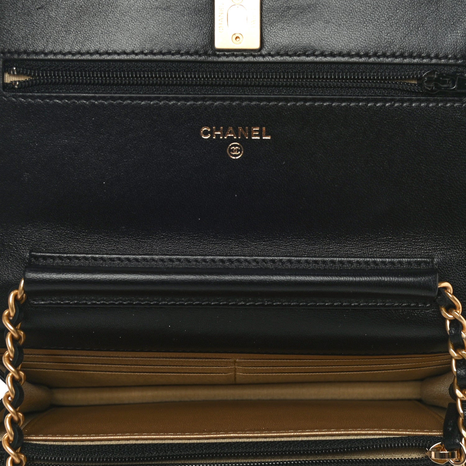 Chanel Lambskin Quilted CC Pearl Crush Wallet on Chain WOC Black 5 of 12
