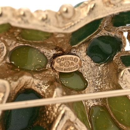 Chanel Gripoix CC Brooch Gold Green 3 of 3