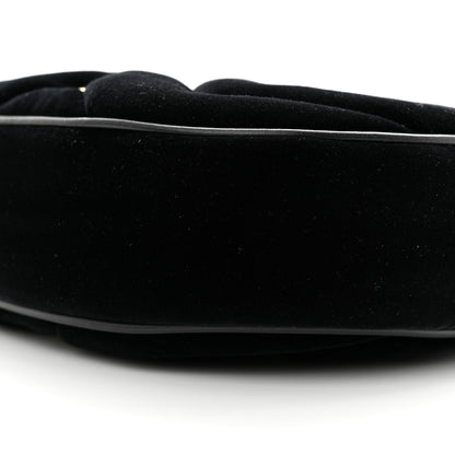 Gucci Velvet Matelasse Double G Studs Torchon GG Marmont Half Moon Hobo Black 9 of 9
