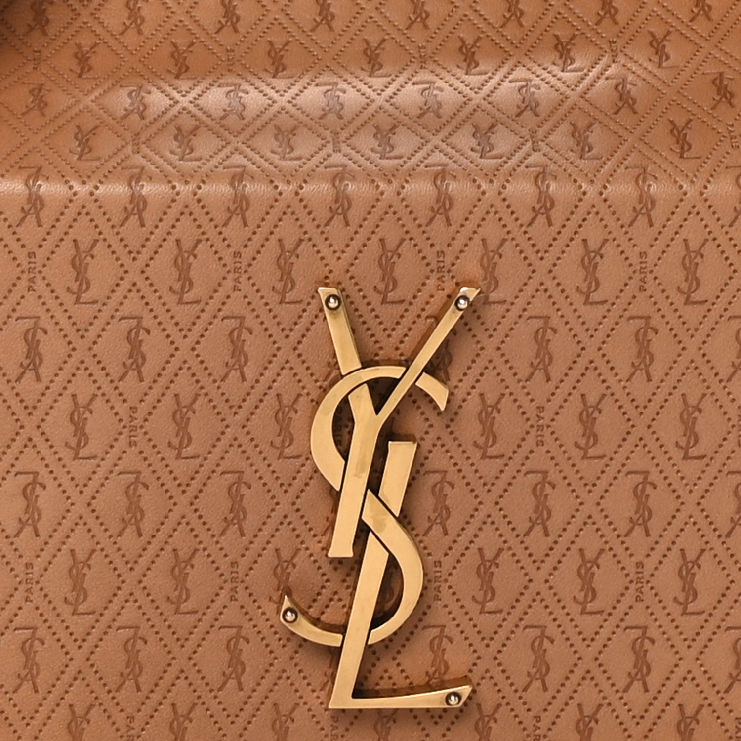 Saint Laurent Calfskin Monogram Take Away Box Dusty Vintage Brown Gold 7 of 9