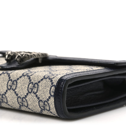 Gucci GG Supreme Monogram Textured Dollar Calfskin Mini Dionysus Chain Wallet Beige Blue 10 of 12