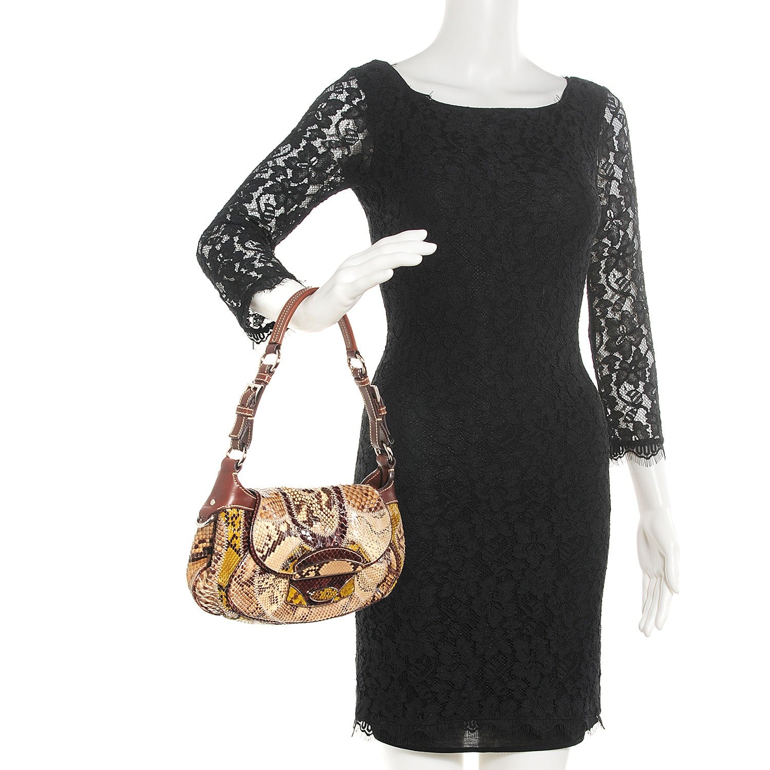 Prada Python Patch Shoulder Bag Naturale 2 of 9
