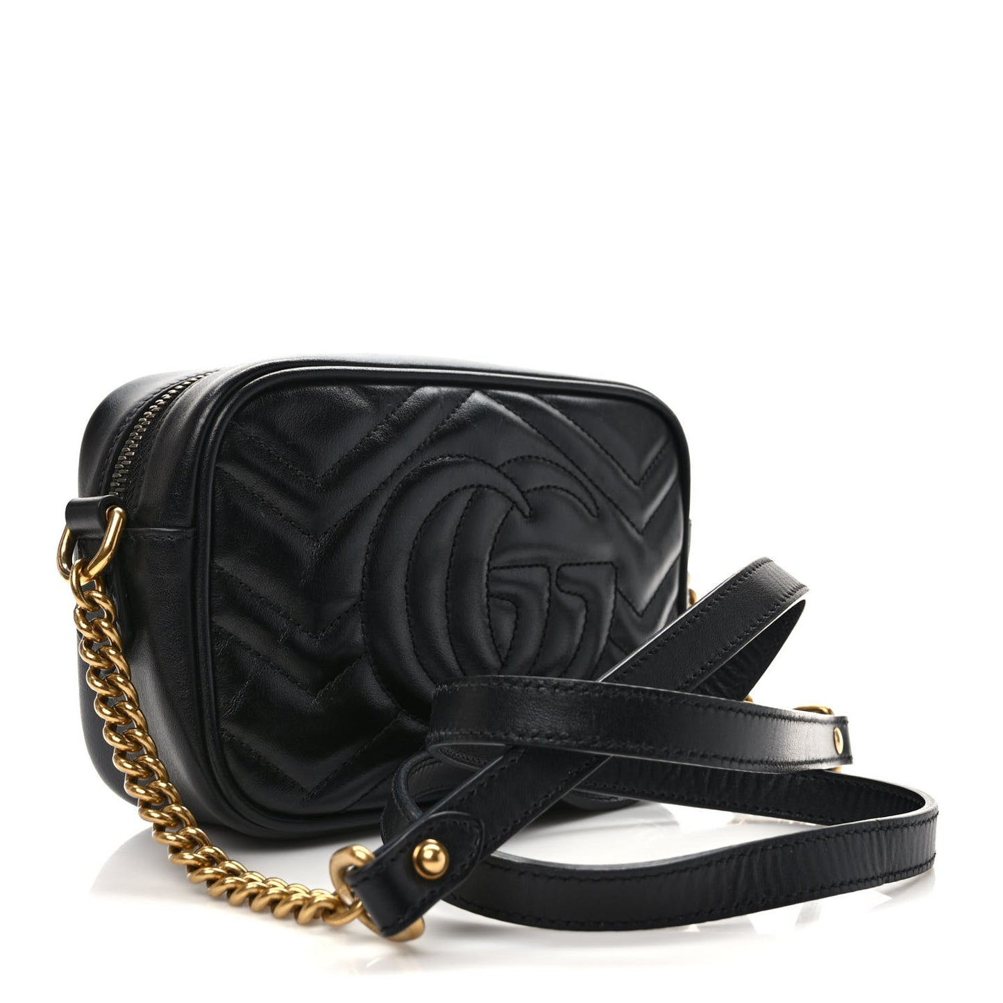 Calfskin Matelasse Mini GG Marmont Chain Shoulder Bag Black