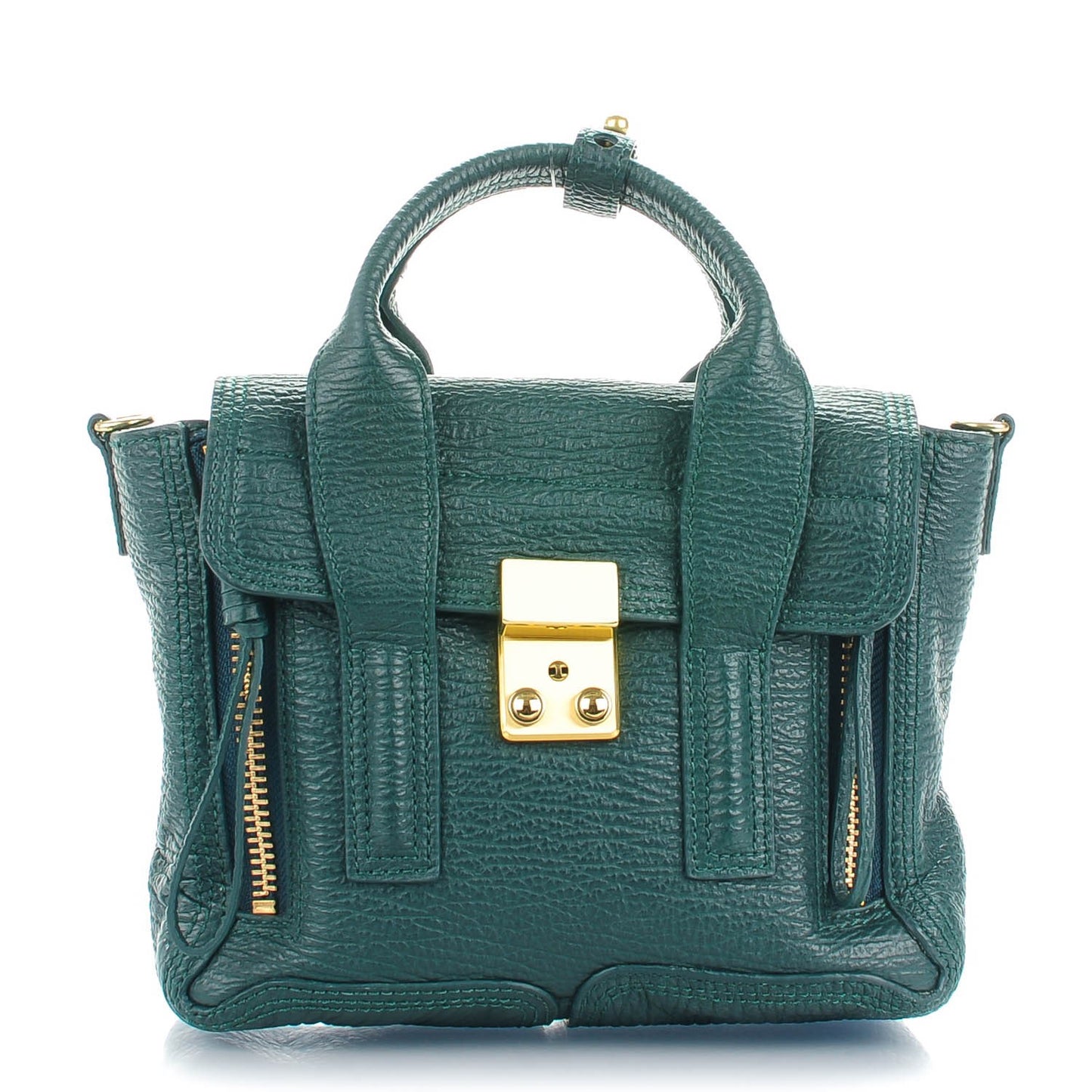 3.1 Textured Calfskin Mini Pashli Satchel Forest Green
