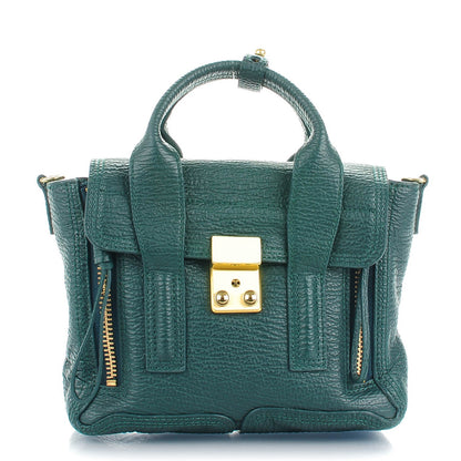 3.1 Phillip Lim 3.1 Textured Calfskin Mini Pashli Satchel Forest Green 1 of 7