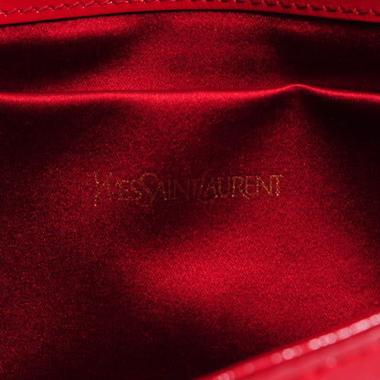 Saint Laurent Textured Patent Monogram Large Belle De Jour Clutch Red 7 of 7