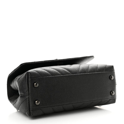 Chanel Caviar Chevron Quilted Mini Coco Handle Flap So Black 4 of 10