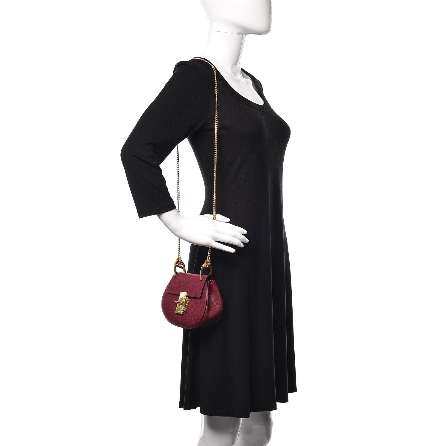 Chloe Grained Lambskin Nano Drew Shoulder Bag Wine Purple 2 of 9