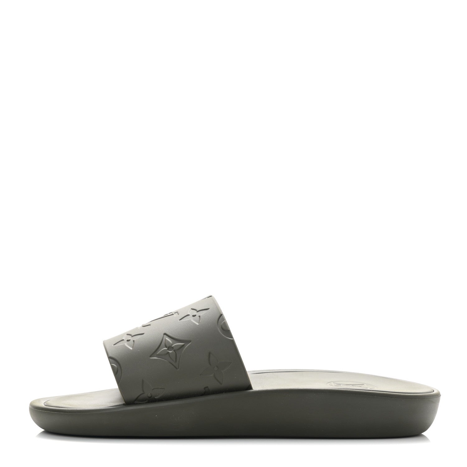 Louis Vuitton Matte Rubber Monogram Embossed Sunbath Slide Sandals 37 Khaki 1 of 7