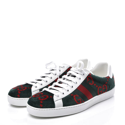 Gucci Covered Wool Big GG Monogram Mens Sneakers 8 Green Red 3 of 11